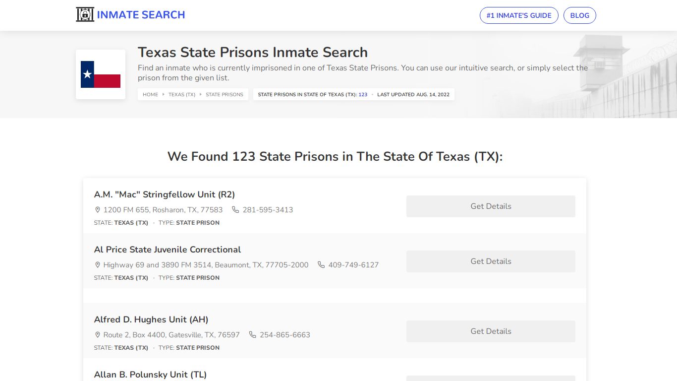 Texas State Prisons Inmate Search