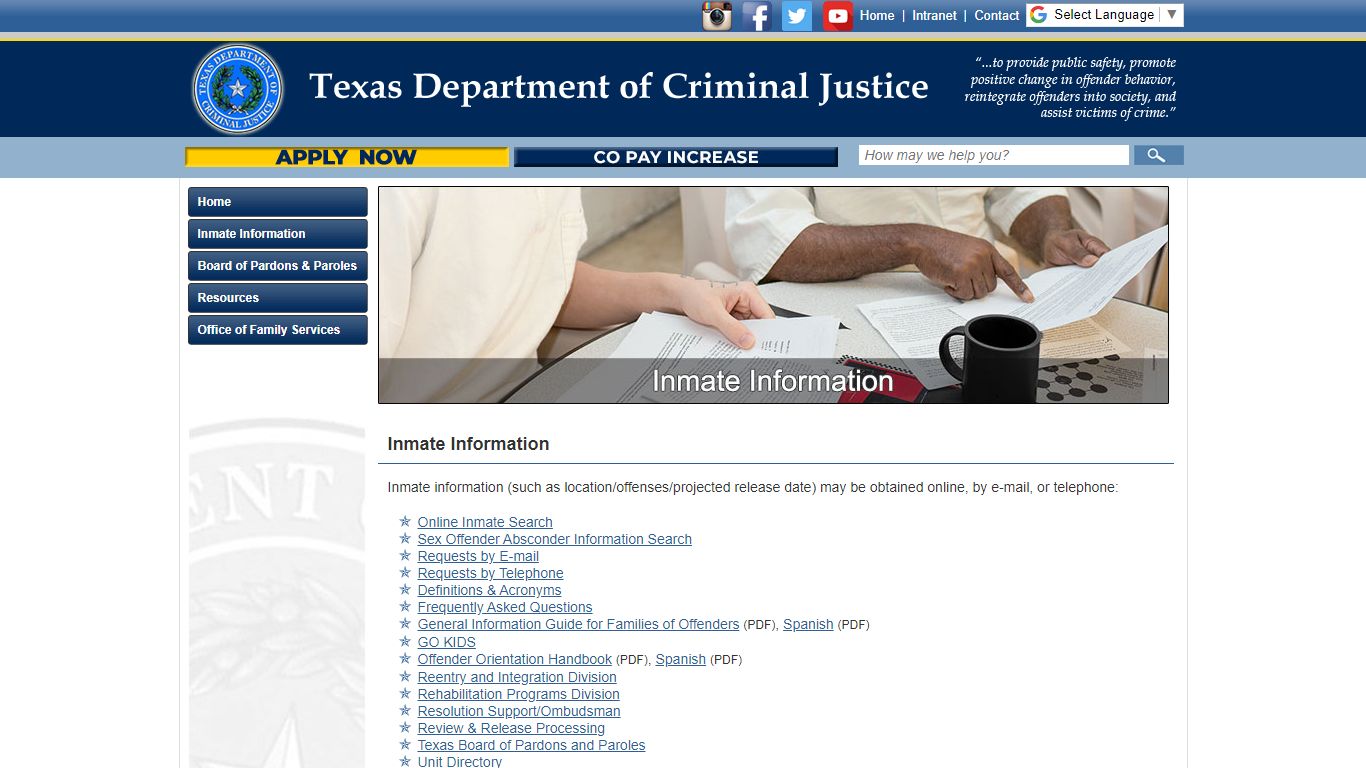 Inmate Information - Texas Department of Criminal Justice